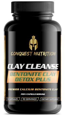 Clay Cleanse Calcium Bentonite Clay Detox Plus - 90 450 mg Food Grade Veggie Pills Capsules for Effective Detoxification | Gut Colon Liver Toxin Natural Cleanse Flush | Maximum Absorption