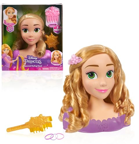 Testa da pettinare Principesse Disney - Rapunzel, 7 Pezzi, Giochi di finzione, Giocattoli per Bambini dai 3 Anni in su di Just Play