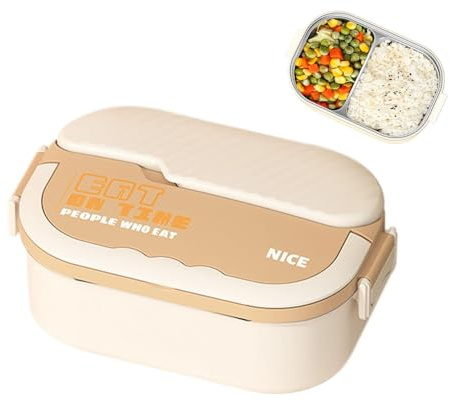 Lonchera de acero inoxidable para adultos, a prueba de fugas, para niños, con calefacción por microondas, contenedor de almuerzo aislado de gran capacidad para adultos con separadores de alimentos