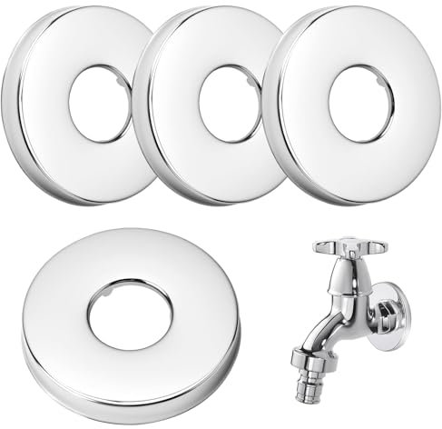 4 Pièces Rosace Robinet, Rosace Mitigeur Douche Acier Inoxydable Ø 26 mm x Ø 70 mm x hauteur 10 mm Laiton Chromé de Haute Qualité Cache Tuyau Radiateur Garniture Pour Robinet De Douche Muraux