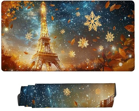 Large Game Tapis de Souris La Tour Eiffel avec Base en Caoutchouc Antidérapant Extended XXL Long Clavier Pad de Table Grand Tapis Souris, pour Personnel Bureau, Accessoires Gaming 100 x 50 cm k-2