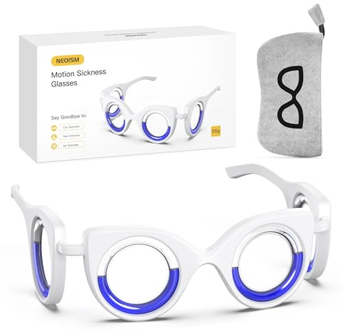 NEOISM Lunettes anti-mal des transports, lunettes de mal de voiture, soulagement des nausées et des vertiges, design portable sans lentille pour le mal de voiture, le mal de l'air, le mal de mer