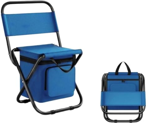 Vikbar fiskestol med kylväska, ultralätt slitstarkt Oxford-tyg, robust stålram för camping, fiske, picknick, strand