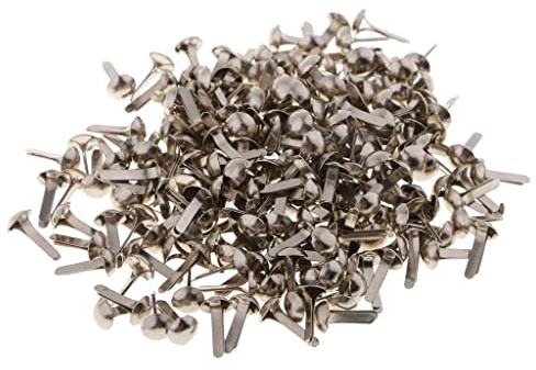 Hellery 100 Mini Musterklammern Musterbeutelklammern Verschlussklammern Klammern mit Rundkopf Bastelklammern für Scrapbooking Basteln, Silber, 4,5 x 8 mm