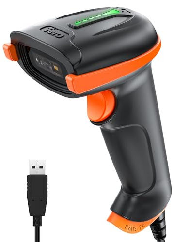 Tera Upgraded USB 1D 2D QR Barcode Scanner Wired, Officially Certified Dustproof Shockproof Waterproof IP65 Ergonomic Handle Fast and Precise Scan for Windows Linux Plug and Play Model D5100Y