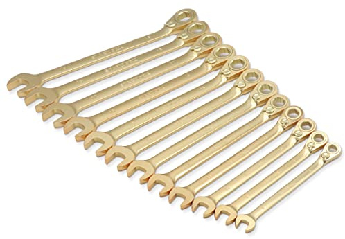 STARWORK 12 Pièces. Jeu De Clés Mixtes à Cliquet, 6 Pans Métriques, Décalage De 15°, Placage G, Réversible, Antidérapant, Long Modèle (8-19 mm)