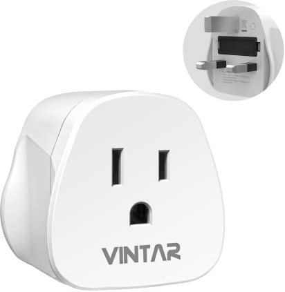 US to UK Plug Adapter, VINTAR US to UK Travel Adapter With 10A Fuse, Adapter US to UK Suitable for America, Canada, Japan and More (Type A, B), 1 Pack
