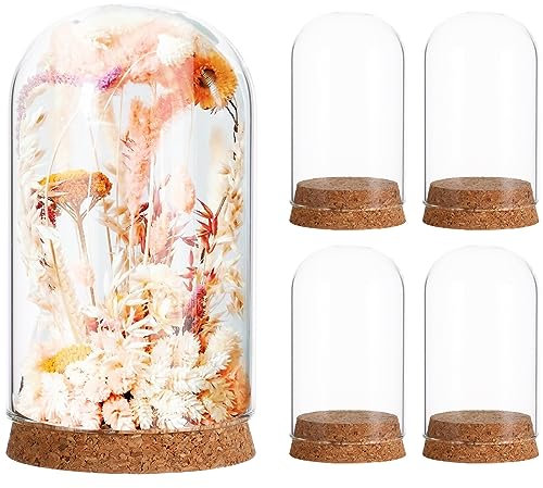 ABOOFAN 5 Stücke Glas Kuppel Glocke Glashaube Glasglocke Weihnachten Deko Glaskuppel Boden Kuchenglocke Kuchenständer Käseglocke Lebensmittel Abhaube für Hochzeit Party Dekoration