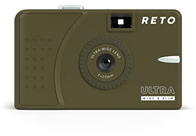 RETO Ultra Wide und Slim 35 mm Wiederverwendbare Tageslicht-Filmkamera – 22 mm Weitwinkelobjektiv, fokusfrei, leicht, einfach zu bedienen (Oliv)