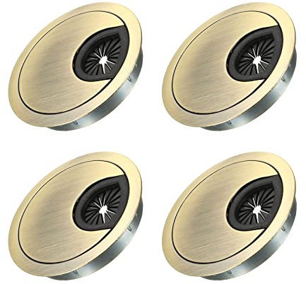METALLIXITY Cable Cord Grommet (60mm/2.36) 4Pcs, Zinc Alloy Round Cable Hole Cover Wire Organizer - for Home Desk Cable Wire Management, Bronze Tone