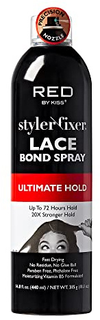 Red by Kiss Lace Bond Hold Spray Styler Fixer – The Ultimate Adhesive Spray for Wigs, Active Use, Fast Drying, Up to 72Hours 20X Stronger Hold, Daily Wig Applications
