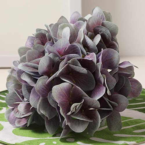 ESCATIC Simulation 3D Hortensie Kopf Seidenstoff Party Festival Hochzeit Heimdekoration Blütenblätter DIY Manuelles Zubehör Künstliche Blumen-Lila Orchidee,6St