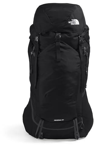 The North Face Terra 65 Backpack - Unisex Hiking Pack, Cinch-Top Opening with Zipper, Pole & Ice Axe Attachments, TNF Black/Asphalt Grey-NPF, Large/X-Large