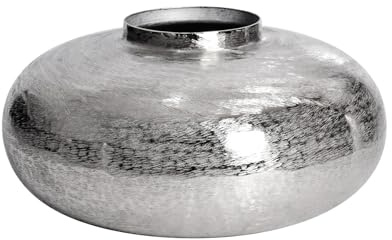 Vase Abstract Orient 35cm - Silber - Metall-Aluminium-Legierung | Montiert, vielseitig einsetzbar, handgefertigtes Unikat, Hammerschlag-Design, 12 cm Öffnung, für Blumen und Trockenblumen