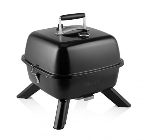 Avilia Barbecue Elettrico Portatile 2in1 2000W 43,5x45x25cm - Flusso Aria Regolabile e Termometro Integrato nel Coperchio - Griglia Rimovibile Facile da Pulire - Passa da Barbecue Elettrico a Carbone