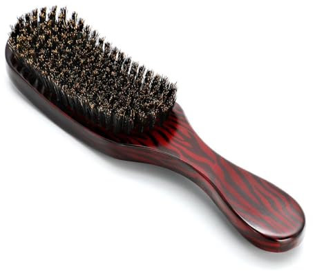 Uadme Brosse Poils Sanglier, Peigne Barbe, Brosse a Cheveux Wave avec Manche en Bois, pour Femme, Homme, Enfant, Barbe et Coiffure