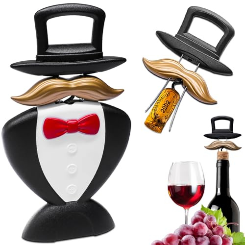 LUCYLANKER Korkenzieher Alter Wein, Ah So Weinöffner für Vintage Flaschen, Zwei Zinken Entferner mit Bierflaschenöffner, Kellner Korkenzieher, Weinkenner Sammler zum Entkorken (Schwarz)
