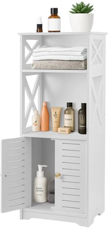 Youyijia 3 Tier Bathroom Storage Cabinet Bathroom Storage Unit White Bathroom Cabinets Free Standing for Office Living Room Kitchen Entryway 75 * 22 * 30CM