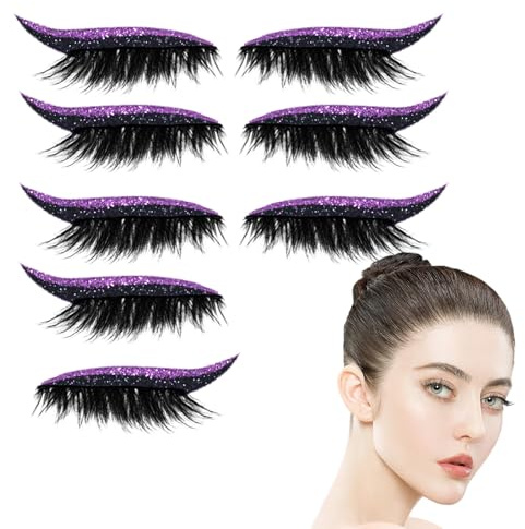 Nexusectar Falsche Wimpern, 4 Paar Klebestreifen für Augen, Eyeliner-Aufkleber, wasserfest, Make-up, für Partys, Termine, tägliche Fotografie