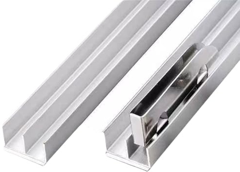 Serenitison Schiene FüR SchiebetüRs,SchiebetürSchiene 2 Läufig,Aluminium Kastenschiene mit Leichtgängigen Rollen,Schiene Glasschiebetüren mit Sanftem Schließen,für Vitrine,Schrank,Kleiderschrank