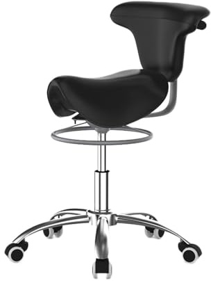FXLUHAY Sgabello da sella, sedia da sella con pedale, sedia con supporto for la schiena,(Black)
