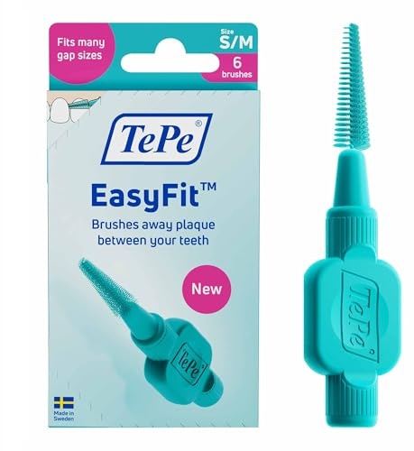 TePe EasyFit™, Turchese, S/M, 6pz, rimozione placca, pulizia efficace degli spazi interdentali, per spazi da piccoli a medi