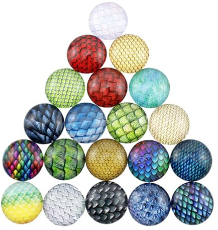 OFFIGAM 70 Stück Selbstgemacht Schmuck Zubehör Dragon Scale Glas Cabochons in Verschiedenen Farben für Einzigartiges Schmuck Selber Machen und Kreative Bastelprojekte Zufällige Farbe