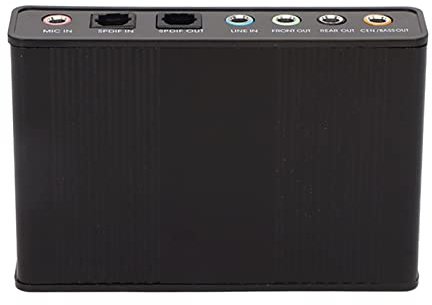 Naroote USB-Ljudkort, 5.1-kanals Externt Ljudgränssnitt, 48 KHz Samplingsfrekvens Ljudkort med Analog och Digital Utgång, Perfekt för PC, Bärbar Dator och Dator (Svart)
