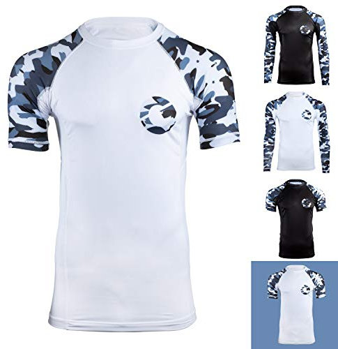 Guld BJJ Jiu Jitsu Rashguard - Camo Rash Guard kompressionströja för No-Gi, Gi & MMA