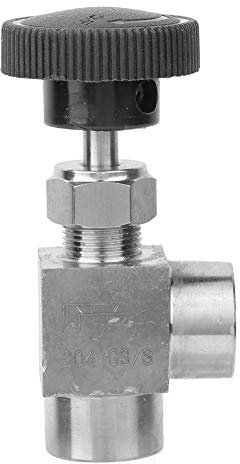 Valvola di arresto, valvola ad angolo Valvola a spillo filettata femmina BSPP 304 Valvola di arresto ad angolo in acciaio inossidabile 304 per acqua Gasolio Carburante(3/8)