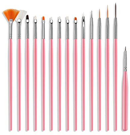 15 pcs Fine Paint Brush Set, Cake Decorating Brushes Food Paint Brush Fondant Sugar DIY Tools Set Sugar Watercolor Art Paint Brushes Face Paint Brushes Model Paint Decorating Brushes（Pink）