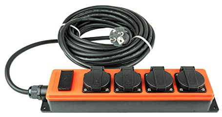 Kabelmeister Outdoor, 4-Schutzkontakt-Buchse (IP54/IP20), 2X USB-A Buchse, orange/schwarz, 10m SL014-U100O