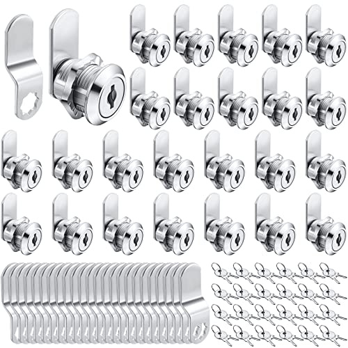 Kenning 24 Sets Cabinet Locks with Keys for Secure Drawer Mailbox RV Storage Box Replacement Lock, Zinc Alloy(5/8'' Cylinder Length, 0.4'' Max Panel Thickness)