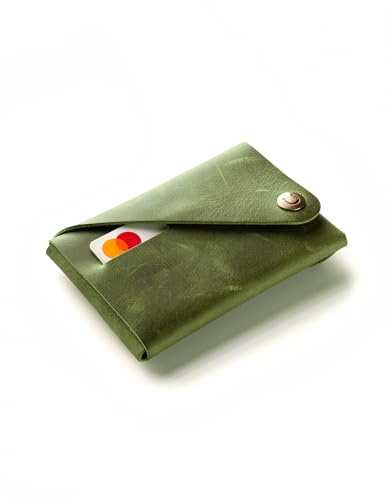 Crazy Horse Craft, Geldbörse Herren Portemonnaie Damen Kartenetui Green Wallet