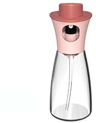 Pulverizador de Aceite Para Freidora de Aire Con Cepillo de Aceite,Pulverizador Aceite 180ml, Aceitera Spray Vidrio Vaporizador de Aceite de Oliva Vinagre Con Pincel Cocina (Rosa)
