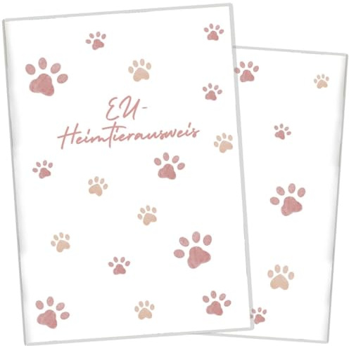 Wilhelm Fell Hülle für den EU-Heimtierausweis für Tiere I Personalisierbar für Dein Haustier I Persönliche Geschenkidee für Haustierbesitzer I Schutzhülle für den Heimtierausweis (Pfote Rosa)