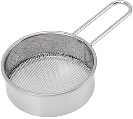 Stainless Steel Strainer with Long Handle, Sieves Fine Mesh Strainer Round Flour Sieve, Flour Sieve Mini Small Flour Sifter Drainer for Baking, Powder, Sugar and Coffee Pastas Tea Strainer