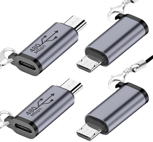 Seminer USB C till Micro USB-adapter (set om 4), typ-C hona till mikro-USB-hanadapter, kompatibel med Samsung Galaxy S8/S8+ och USB-enheter
