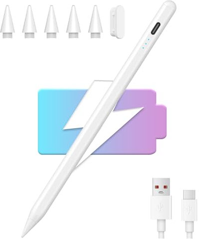 MMK Stylus Pen for iPad (2018-2025), Pixel Accuracy, Tilt & Palm Rejection, for iPad 11(A16)/10/9/8/7/6, for iPad Pro 11/12.9/13 M4, for iPad Air 5/4/3/M2/M3, for iPad Mini 7/6/5