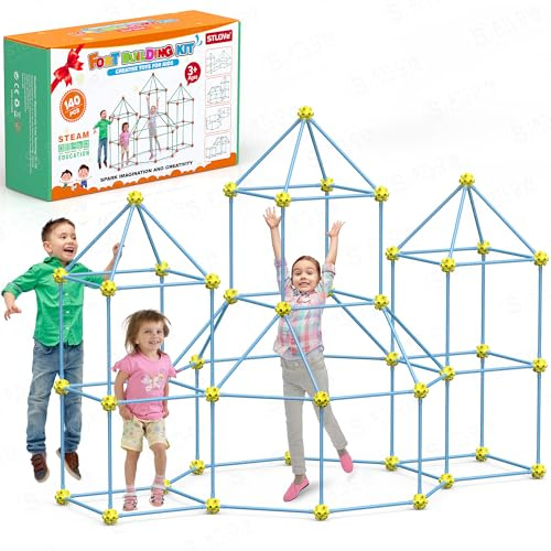 STLOVe Konstruktionsspielzeug, 140 PCS Höhle Bauen Bauspielzeug, Fort Baukästen, Crazy Forts Bausätze Zelt Spielzeug, DIY Lernspielzeug Geschenk für Kinder Ab 4 Jahren