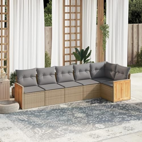 SECOLI Gartenmöbel-Set, Balkonmöbel aus PE-Polyrattan, Terrassenmöbel, Ecksofa Garten Balkonlounge Polyrattan Lounge Gartenlounge Terrassenmöbel Beige 6-tlg-Type-74
