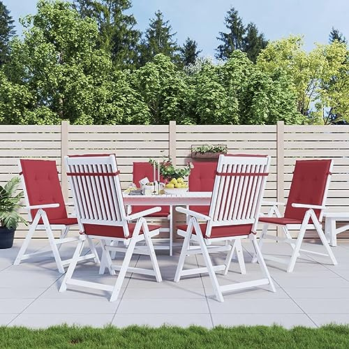 ShGaxin Cuscino Sedia da giardino Schienale alto 6 pz Tessuto Rosso 120x50x3 cm, Cuscini per Poltrone da Giardino, Cuscini Sedie Cucina, Cuscini per Sedie In Terrazza, Cuscino Sedia Esterno - 314115