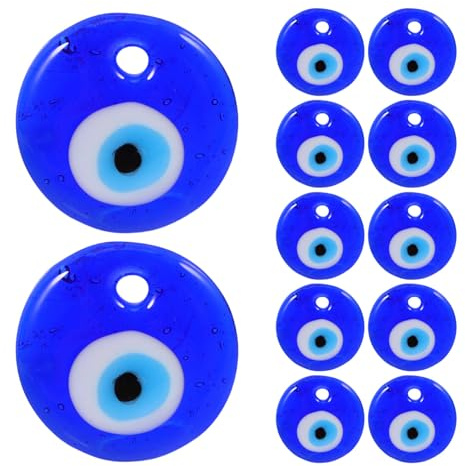 Operitacx 24 cuentas de ojo de mal de ojo colgante de ojo de ojo azul para la fabricación de joyas, cuentas griegas de ojo mal de ojo para pulseras, collares de bricolaje