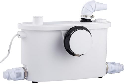Macerator Pump for Upflush Macerating System, 4 Water Inlets for Basement Toilet Sink Shower Laundry Machine, Built-in Venting, Waste Wastewater Disposal Sewage Pump, Auto Start & Stop, 22.9ft
