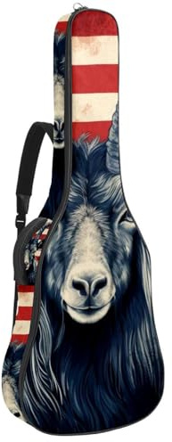 Bella custodia impermeabile per chitarra acustica da 40/41/42 pollici, con tasche multiple e strato protettivo, animali bandiera americana, Multicolore, 42.9x16.9x4.7 in, Borsa per chitarra