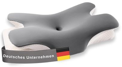 Premium Ergonomisches Schmetterlingskissen aus Memory Foam – Orthopädisches Nackenstützkissen mit 2 Höhen für Seitenschläfer, Rücken- & Bauchschläfer mit atmungsaktiven Bezug, Recovery Pillow (Grau)