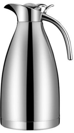 Carafe à Café en Acier Inoxydable 304, Cruche à Eau avec Poignée et Bec Réutilisable, Eau Pichet Résistante Aux Hautes Températures, avec Couvercle, Pichet pour Thé, Boisson, Jus, Barbecue, 2 L