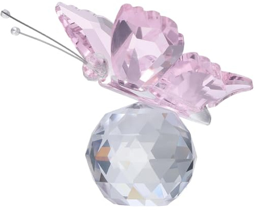CREATCABIN Figura de Mariposa de Cristal Lila con Base de Cristal Decoración de Mariposa de Cristal Brillante para el Hogar Oficina Pisapapeles Regalo de Cristal Coleccionable Coleccionistas 7.5x6cm