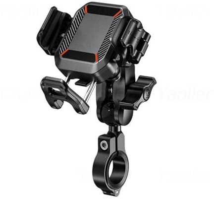 Motorcykel GPS Navigationsfäste Motorcykeltelefonhållare Styrfäste 15W Trådlös Laddare Och 36W PD/USB C Snabbladdningsport 1s Lås, Kameravänlig(Handlebar No Charger)