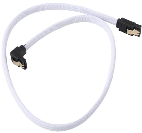 Lafeier Cable de datos SATA 3.0 III SATA3 de 7 pines en ángulo recto de 6 Gb/s, cable de disco duro HDD con funda de nailon (blanco)